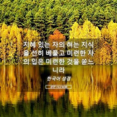 Picture 05 - 잠언 15:2 KOR - 지혜 있는 자의 혀는 지식을 선히 - Bible Verse Picture