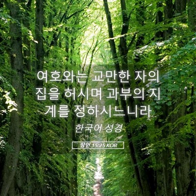 Picture 05 - 잠언 15:25 KOR - 여호와는 교만한 자의 집을 허시며 - Bible Verse Picture