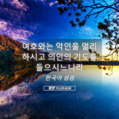 Picture 05 - 잠언 15:29 KOR - 여호와는 악인을 멀리 하시고 의인의 - Bible Verse Picture