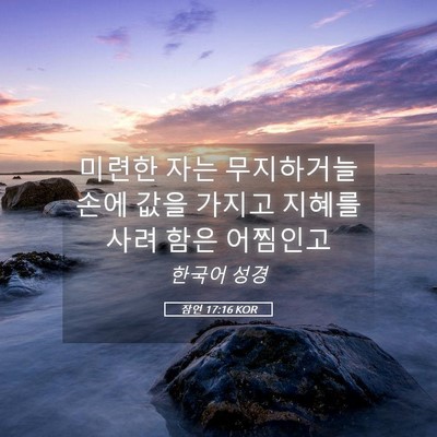Picture 05 - 잠언 17:16 KOR - 미련한 자는 무지하거늘 손에 값을 - Bible Verse Picture