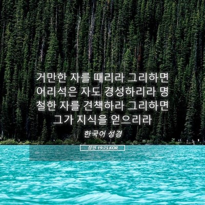 Picture 05 - 잠언 19:25 KOR - 거만한 자를 때리라 그리하면 - Bible Verse Picture