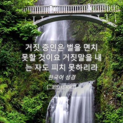 Picture 05 - 잠언 19:5 KOR - 거짓 증인은 벌을 면치 못할 것이요 - Bible Verse Picture