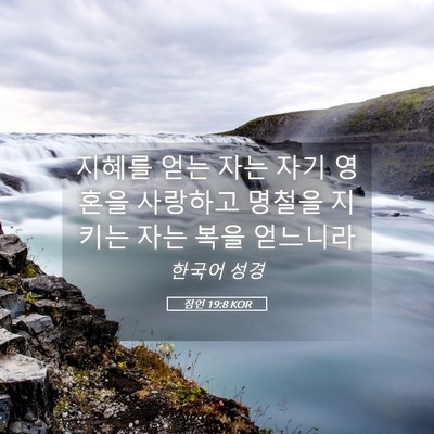 Picture 05 - 잠언 19:8 KOR - 지혜를 얻는 자는 자기 영혼을 - Bible Verse Picture