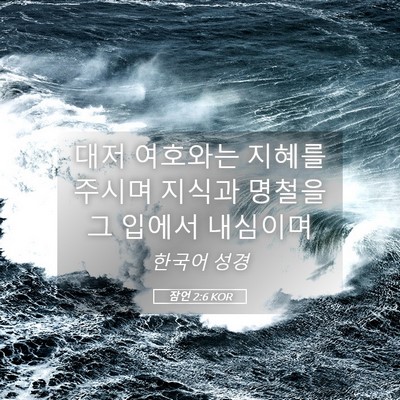 Picture 05 - 잠언 2:6 KOR - 대저 여호와는 지혜를 주시며 지식과 - Bible Verse Picture