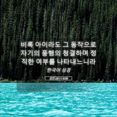 Picture 05 - 잠언 20:11 KOR - 비록 아이라도 그 동작으로 자기의 - Bible Verse Picture