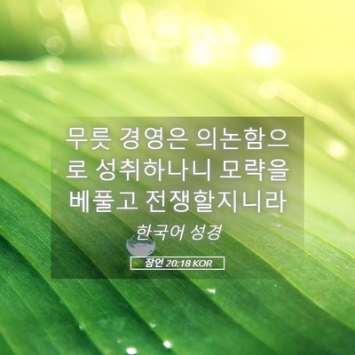 Picture 05 - 잠언 20:18 KOR - 무릇 경영은 의논함으로 성취하나니 - Bible Verse Picture