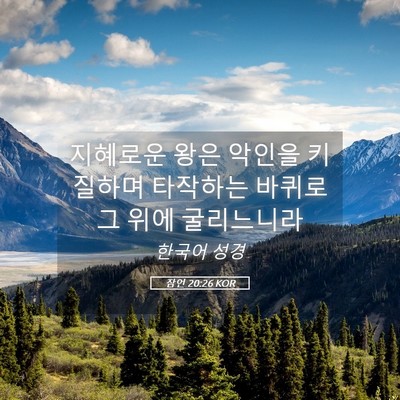 Picture 05 - 잠언 20:26 KOR - 지혜로운 왕은 악인을 키질하며 - Bible Verse Picture