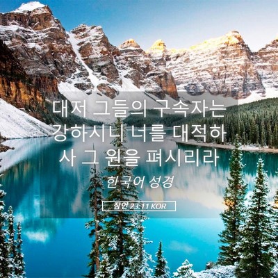 Picture 05 - 잠언 23:11 KOR - 대저 그들의 구속자는 강하시니 너를 - Bible Verse Picture