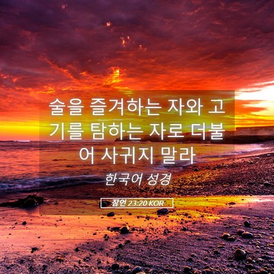 Picture 05 - 잠언 23:20 KOR - 술을 즐겨하는 자와 고기를 탐하는 - Bible Verse Picture