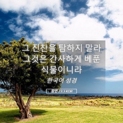 Picture 05 - 잠언 23:3 KOR - 그 진찬을 탐하지 말라 그것은 - Bible Verse Picture