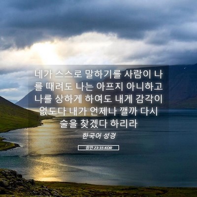 Picture 05 - 잠언 23:35 KOR - 네가 스스로 말하기를 사람이 나를 - Bible Verse Picture