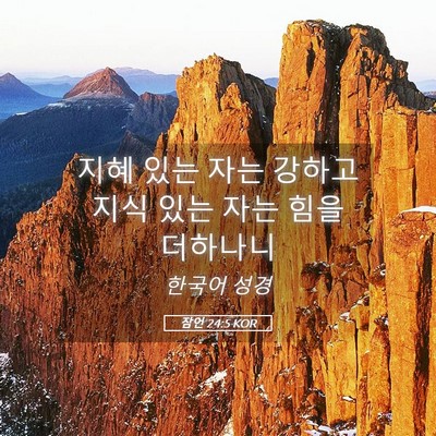 Picture 05 - 잠언 24:5 KOR - 지혜 있는 자는 강하고 지식 있는 - Bible Verse Picture
