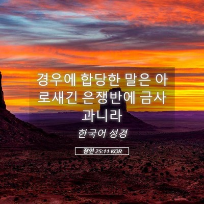 Picture 05 - 잠언 25:11 KOR - 경우에 합당한 말은 아로새긴 - Bible Verse Picture