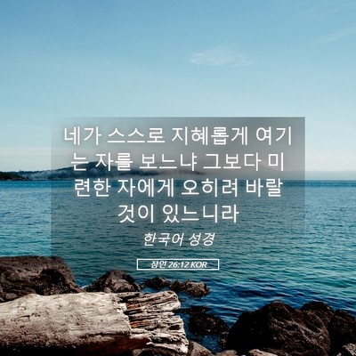 Picture 05 - 잠언 26:12 KOR - 네가 스스로 지혜롭게 여기는 자를 - Bible Verse Picture