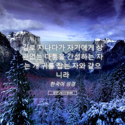 Picture 05 - 잠언 26:17 KOR - 길로 지나다가 자기에게 상관없는 - Bible Verse Picture
