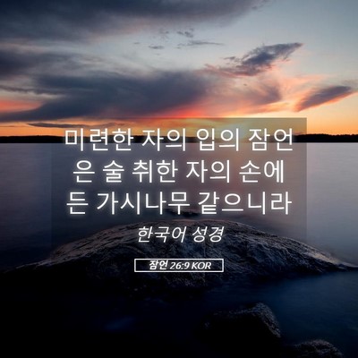 Picture 05 - 잠언 26:9 KOR - 미련한 자의 입의 잠언은 술 취한 - Bible Verse Picture
