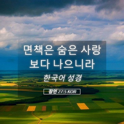 Picture 05 - 잠언 27:5 KOR - 면책은 숨은 사랑보다 - Bible Verse Picture
