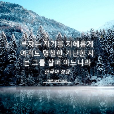 Picture 05 - 잠언 28:11 KOR - 부자는 자기를 지혜롭게 여겨도 - Bible Verse Picture