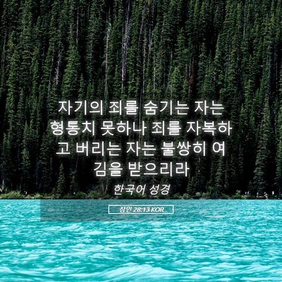 Picture 05 - 잠언 28:13 KOR - 자기의 죄를 숨기는 자는 형통치 - Bible Verse Picture