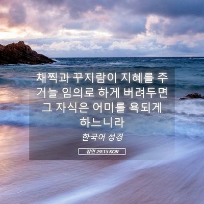 Picture 05 - 잠언 29:15 KOR - 채찍과 꾸지람이 지혜를 주거늘 - Bible Verse Picture