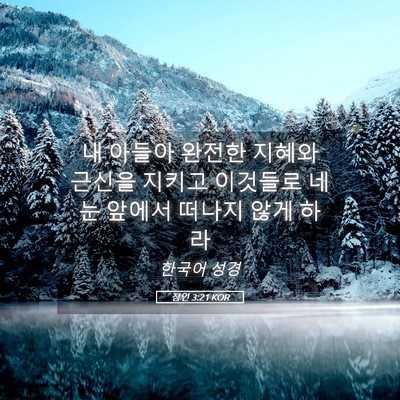 Picture 05 - 잠언 3:21 KOR - 내 아들아 완전한 지혜와 근신을 - Bible Verse Picture