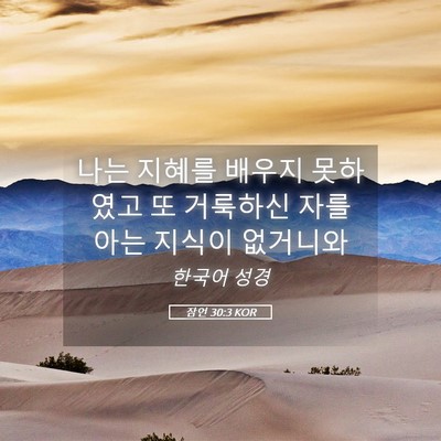 Picture 05 - 잠언 30:3 KOR - 나는 지혜를 배우지 못하였고 또 - Bible Verse Picture