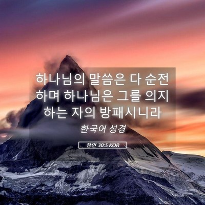 Picture 05 - 잠언 30:5 KOR - 하나님의 말씀은 다 순전하며 - Bible Verse Picture