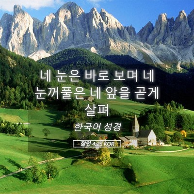 Picture 05 - 잠언 4:25 KOR - 네 눈은 바로 보며 네 눈꺼풀은 네 - Bible Verse Picture