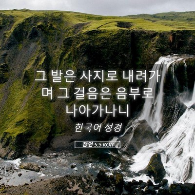 Picture 05 - 잠언 5:5 KOR - 그 발은 사지로 내려가며 그 걸음은 - Bible Verse Picture