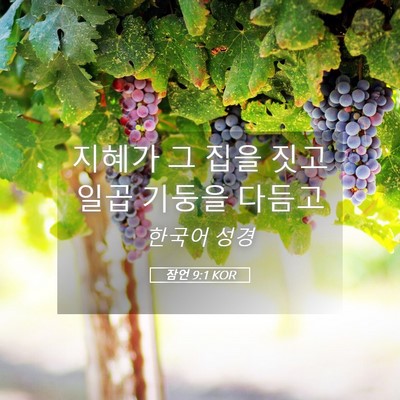 Picture 05 - 잠언 9:1 KOR - 지혜가 그 집을 짓고 일곱 기둥을 - Bible Verse Picture