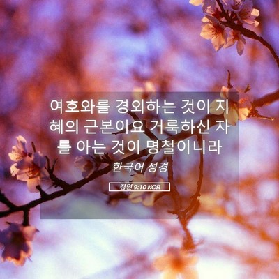 Picture 05 - 잠언 9:10 KOR - 여호와를 경외하는 것이 지혜의 - Bible Verse Picture