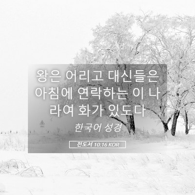 Picture 05 - 전도서 10:16 KOR - 왕은 어리고 대신들은 아침에 - Bible Verse Picture