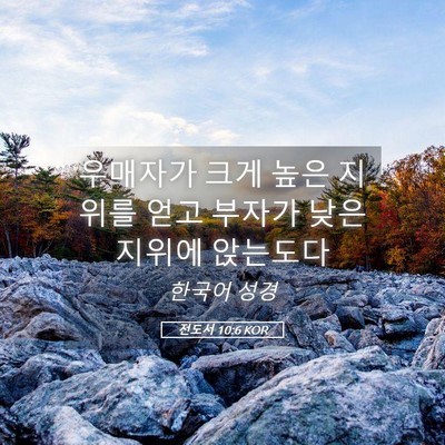 Picture 05 - 전도서 10:6 KOR - 우매자가 크게 높은 지위를 얻고 - Bible Verse Picture