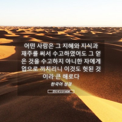 Picture 05 - 전도서 2:21 KOR - 어떤 사람은 그 지혜와 지식과 - Bible Verse Picture