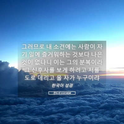 Picture 05 - 전도서 3:22 KOR - 그러므로 내 소견에는 사람이 자기 - Bible Verse Picture