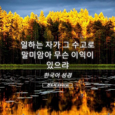 Picture 05 - 전도서 3:9 KOR - 일하는 자가 그 수고로 말미암아 - Bible Verse Picture