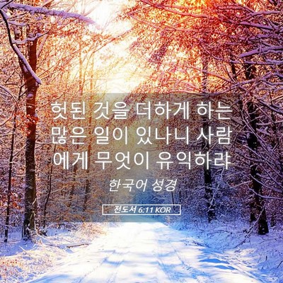 Picture 05 - 전도서 6:11 KOR - 헛된 것을 더하게 하는 많은 일이 - Bible Verse Picture
