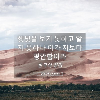 Picture 05 - 전도서 6:5 KOR - 햇빛을 보지 못하고 알지 못하나 - Bible Verse Picture