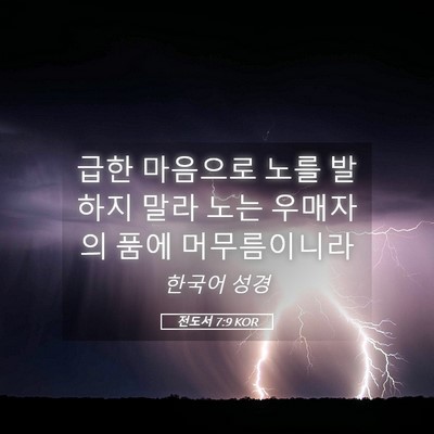 Picture 05 - 전도서 7:9 KOR - 급한 마음으로 노를 발하지 말라 - Bible Verse Picture