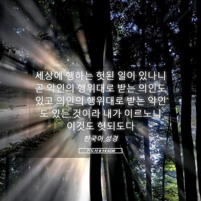 Picture 05 - 전도서 8:14 KOR - 세상에 행하는 헛된 일이 있나니 곧 - Bible Verse Picture