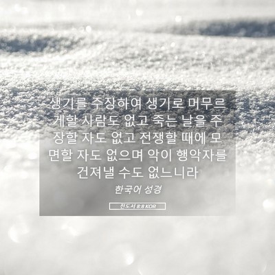 Picture 05 - 전도서 8:8 KOR - 생기를 주장하여 생기로 머무르게할 - Bible Verse Picture