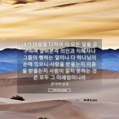 Picture 05 - 전도서 9:1 KOR - 내가 마음을 다하여 이 모든 일을 - Bible Verse Picture
