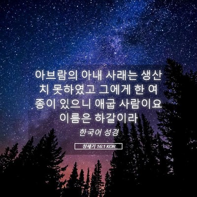 Picture 05 - 창세기 16:1 KOR - 아브람의 아내 사래는 생산치 - Bible Verse Picture