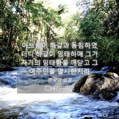 Picture 05 - 창세기 16:4 KOR - 아브람이 하갈과 동침하였더니 - Bible Verse Picture