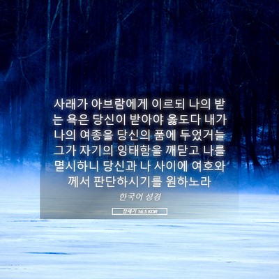 Picture 05 - 창세기 16:5 KOR - 사래가 아브람에게 이르되 나의 받는 - Bible Verse Picture