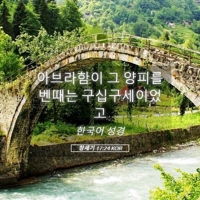 Picture 05 - 창세기 17:24 KOR - 아브라함이 그 양피를 벤때는 - Bible Verse Picture