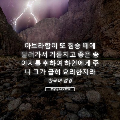Picture 05 - 창세기 18:7 KOR - 아브라함이 또 짐승 떼에 달려가서 - Bible Verse Picture
