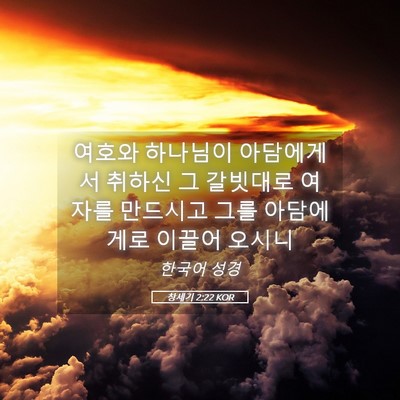 Picture 05 - 창세기 2:22 KOR - 여호와 하나님이 아담에게서 취하신 - Bible Verse Picture