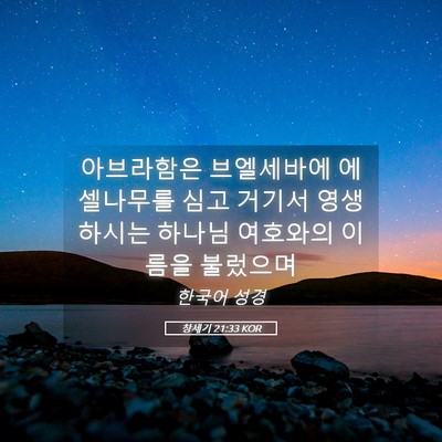 Picture 05 - 창세기 21:33 KOR - 아브라함은 브엘세바에 에셀나무를 - Bible Verse Picture