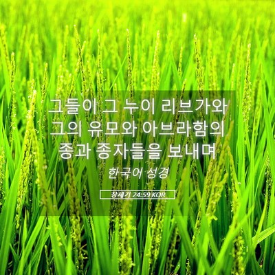 Picture 05 - 창세기 24:59 KOR - 그들이 그 누이 리브가와 그의 - Bible Verse Picture